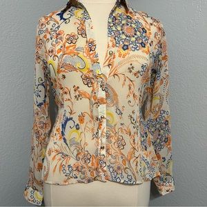 KUT from the Kloth Paisley Chiffon High Low Blouse